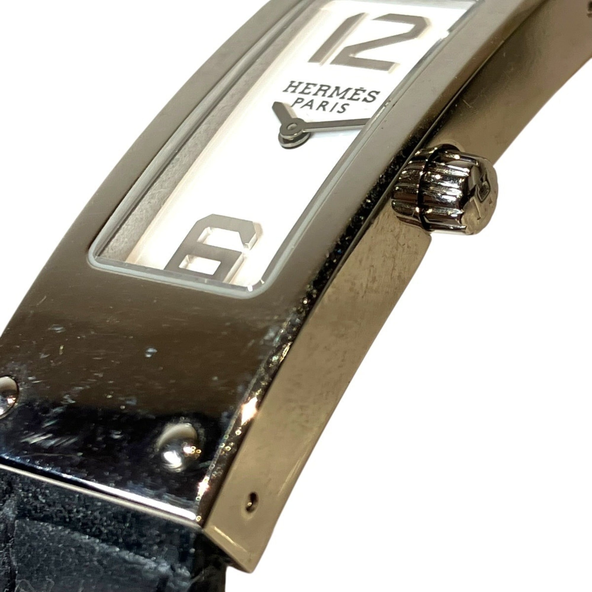 Hermes Kelly II watch, model, total weight 24.2g, stainless steel, genuine leather strap, quartz movement, white dial, KT1.210 — Good