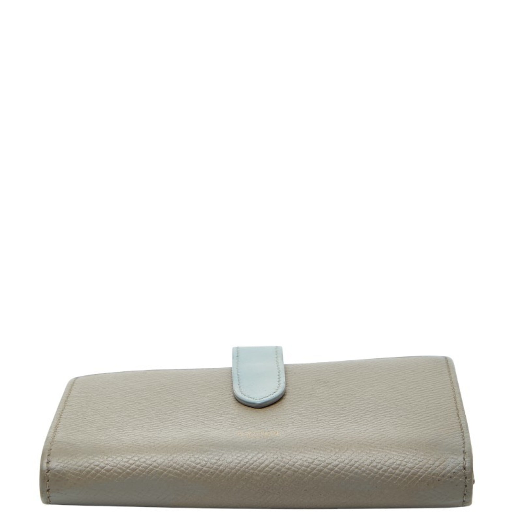 Celine Medium Strap Wallet, Bifold Beige, Blue Leather, Women's, CELINE