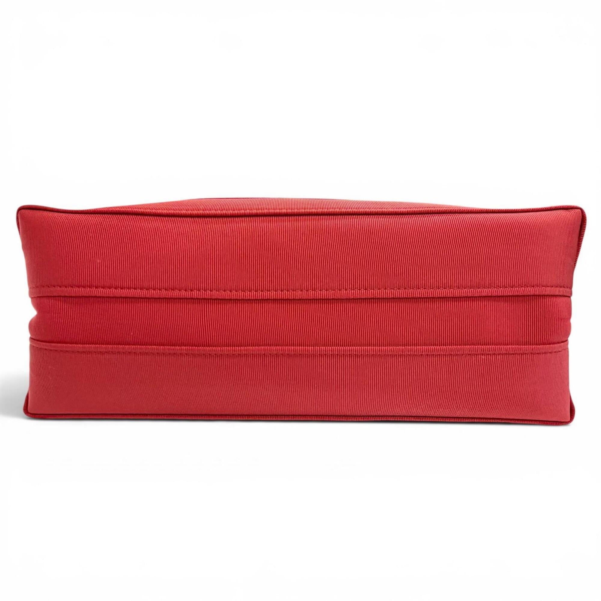 Salvatore Ferragamo FERRAGAMO 213986 Front Logo Leather Grosgrain Square Tote Bag Red Made in Italy Women's with Dust — Like New