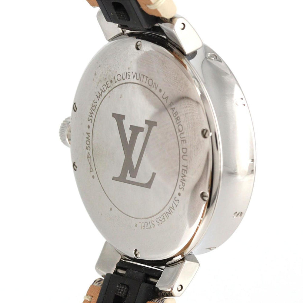 Louis Vuitton Tambour Dual Time 12P Circle D QA142 Stainless Steel Quartz Watch — Very Good