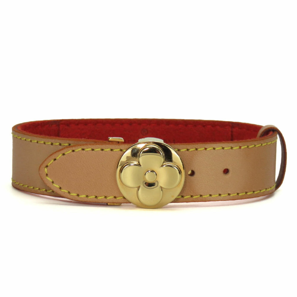 Louis Vuitton Bracelet Good Luck M64448 Tanned Leather Metal Beige Accessory Women's LOUIS VUITTON