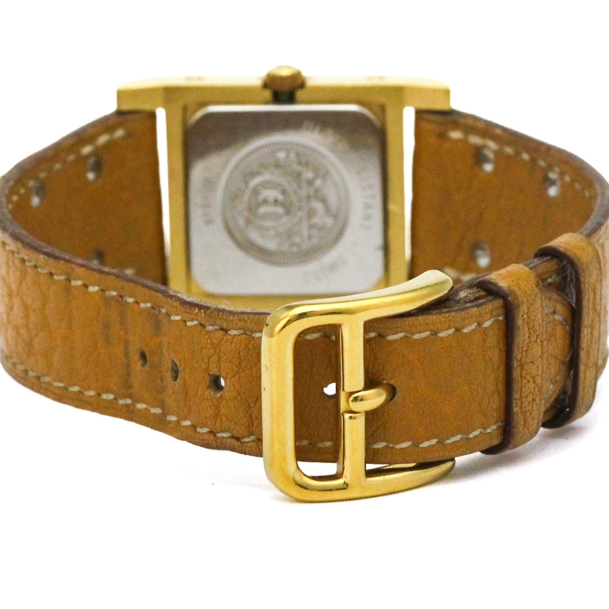 HERMES Medor Gold Plated Leather Quartz Ladies Watch ME1.201 — Good