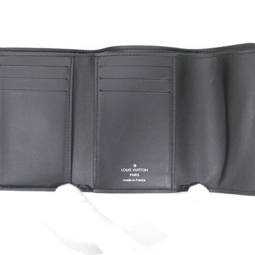 Louis Vuitton Victorine Mahina Tri-fold Wallet in Leather, M82679, Black, Women's, LOUIS VUITTON KM3169