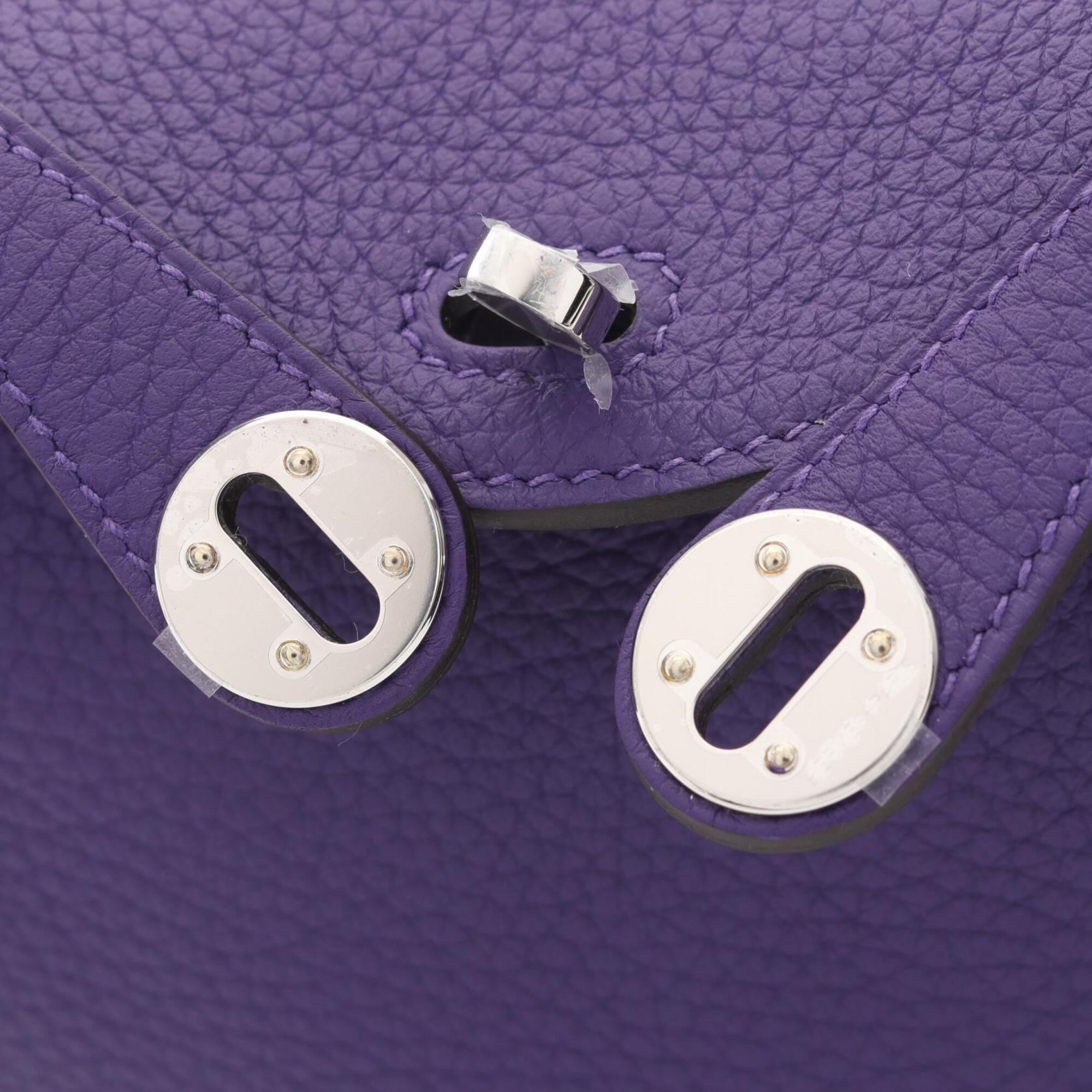 Hermes Lindy Mini 2-Way Shoulder Bag/Handbag, Leather, Calfskin (Cowhide), Taurillon Clemence Women's, Purple — New - Store Return