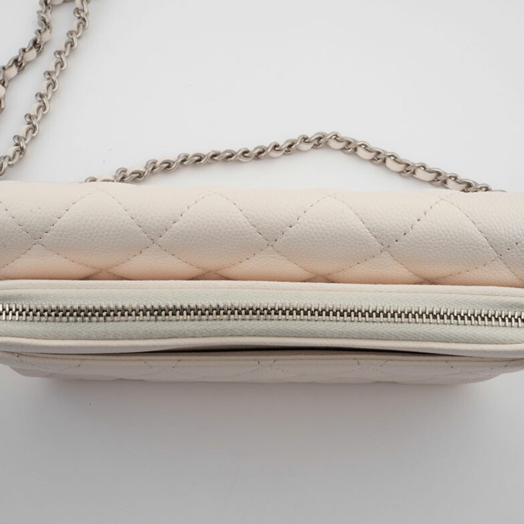 Chanel Matelasse Flap Phone Case Shoulder Bag White Women's Caviar Skin CHANEL — Like New