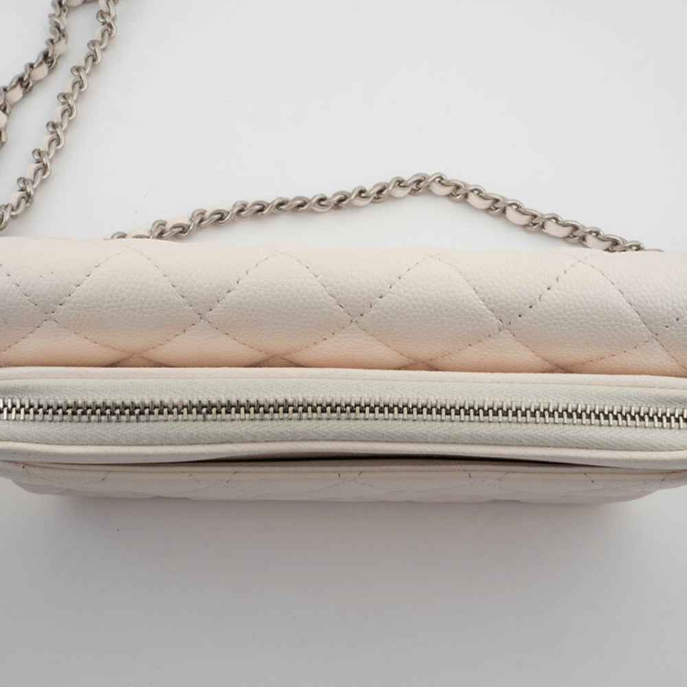 Chanel Matelasse Flap Phone Case Shoulder Bag White Women's Caviar Skin CHANEL — Like New