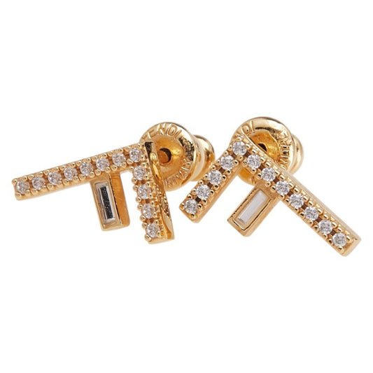 FENDI F rhinestone earrings, gold plated, for women