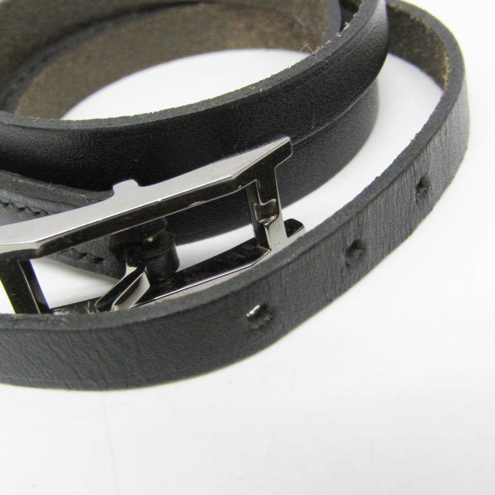 Hermes Hapi III Choker Leather,Metal Bangle Silver,Black — Like New