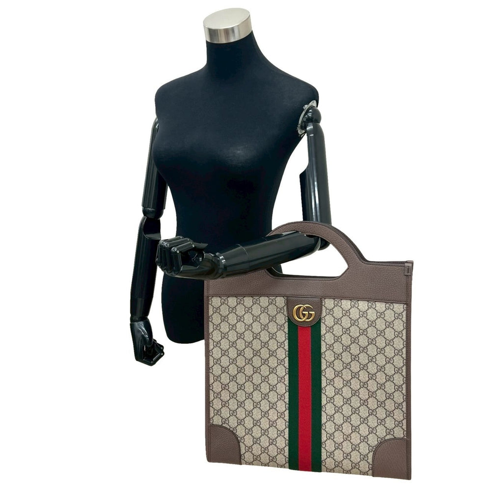 GUCCI Ophidia GG Supreme Sherry Line Leather Handbag, Tote Bag, Business Brown, 63953 — Like New