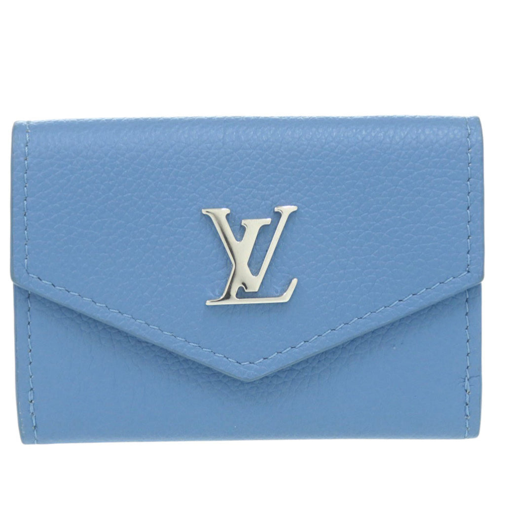 Excellent condition Louis Vuitton Portefeuille Rock Mini M67861, blue leather with silver hardware, LV tri-fold wallet 1036