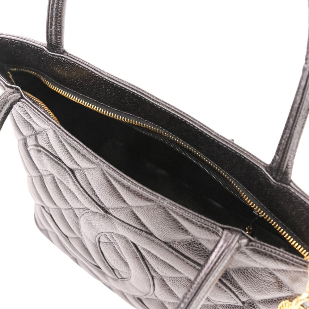 CHANEL Chanel Caviar Skin Matelassé Coco Mark Leather Reissue Tote Handbag A01804 Black Women's — Like New
