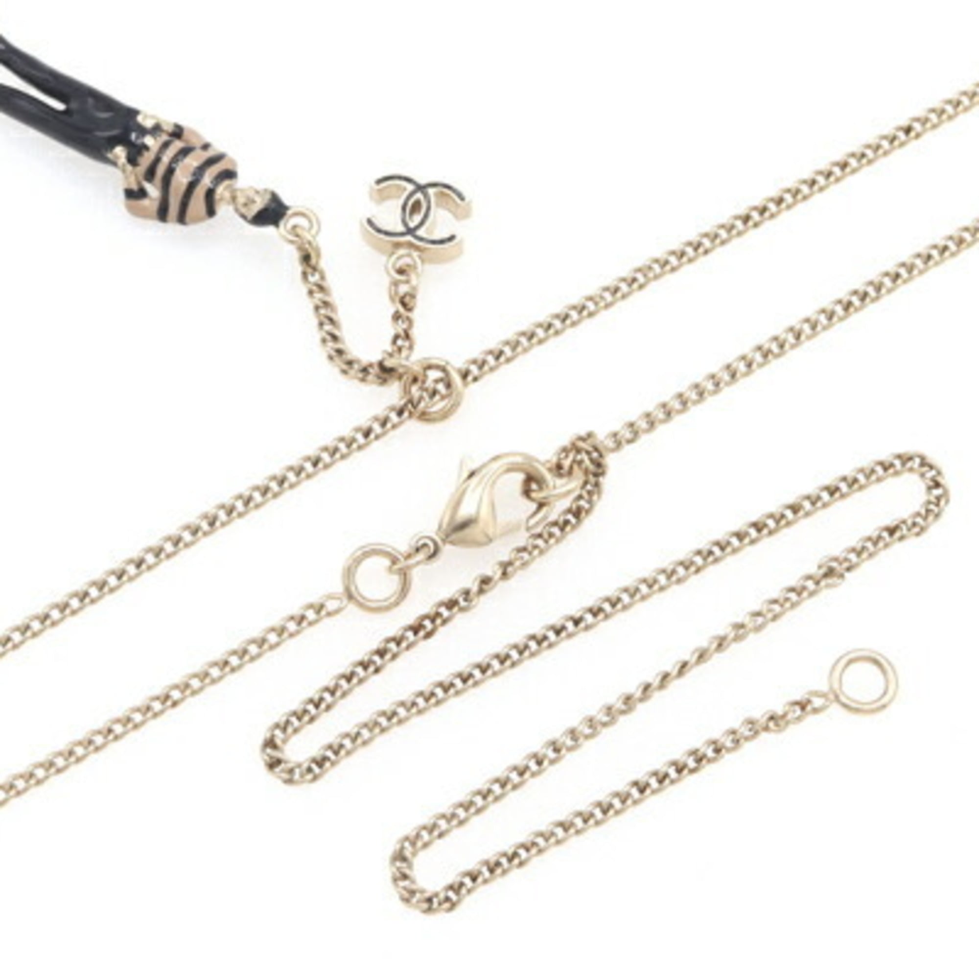 Chanel Coco D'or Necklace A85059 Matte Gold Metal B14C 2014 Model Long Pendant with Mark, Women's CHANEL