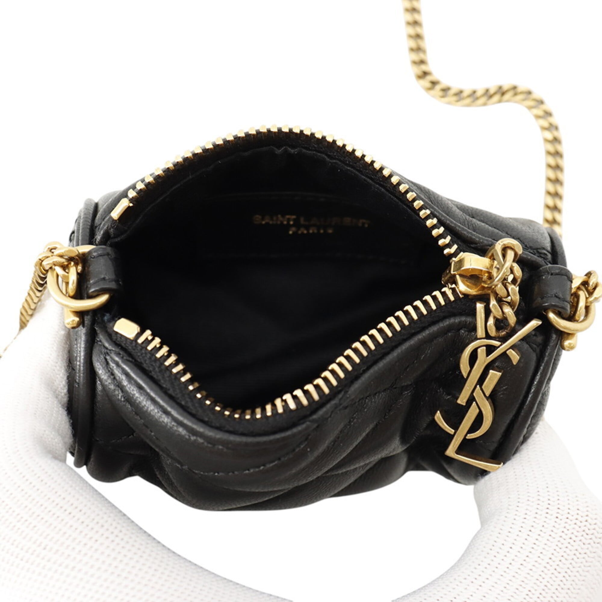 Yves Saint Laurent Saint Laurent Paris Chain Shoulder Bag Micro Third Tube Lambskin 796296 AAAJU 1000 Handbag Black Women's SAINT LAURENT PARIS — Like New