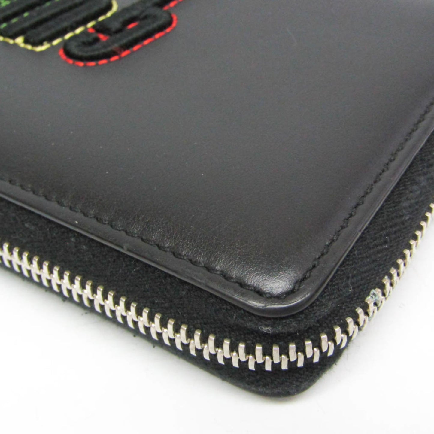 Gucci Blade Embroidery 597677 Men,Women Leather Long Wallet (bi-fold) Black