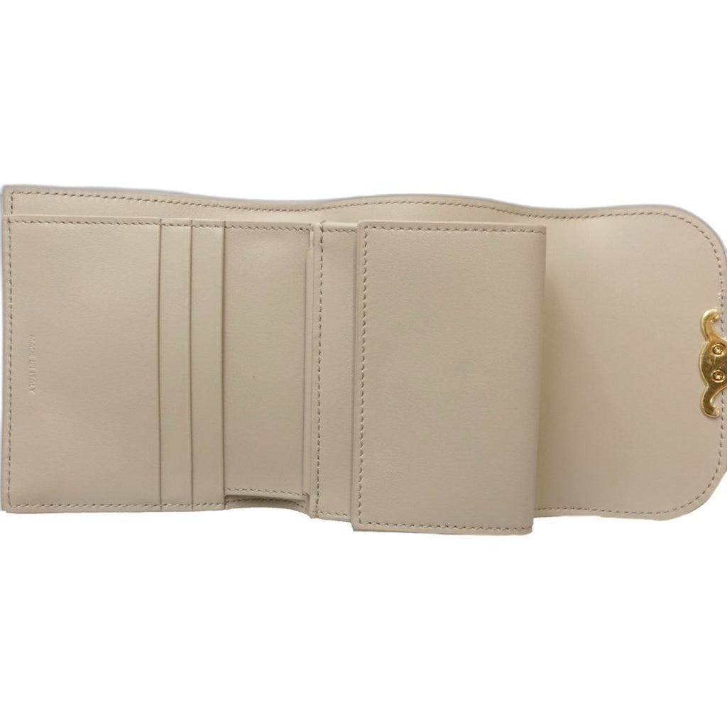 CELINE Triomphe Small Wallet W1E-3264, Beige Leather, Women's, 181614