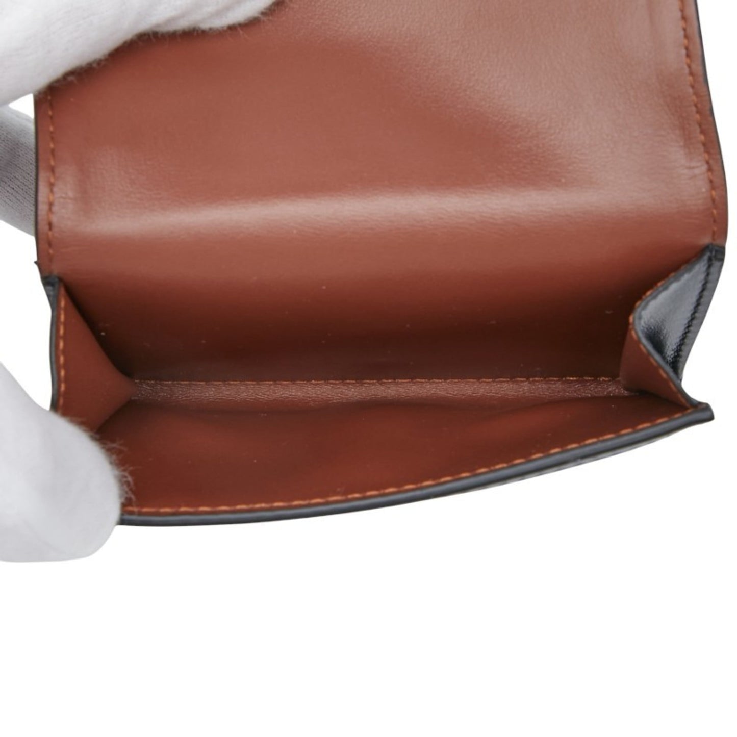 Burberry Icon Stripe Compact Wallet, Tri-fold Beige, Black, Women's, BURBERRY