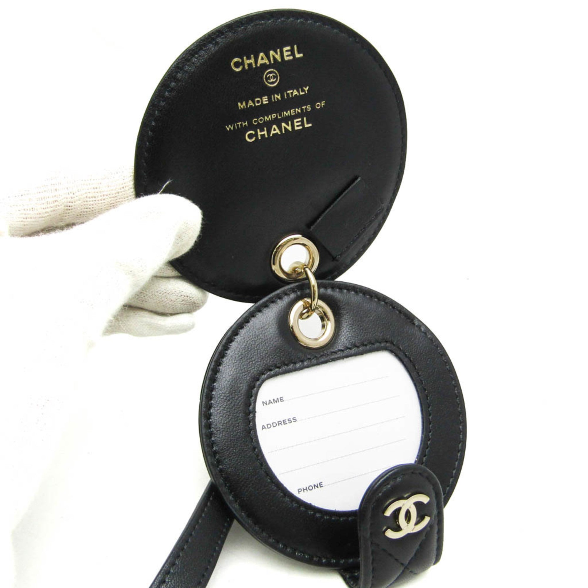 Chanel Matelasse Women's Name Tag Black Bag Charms — Like New