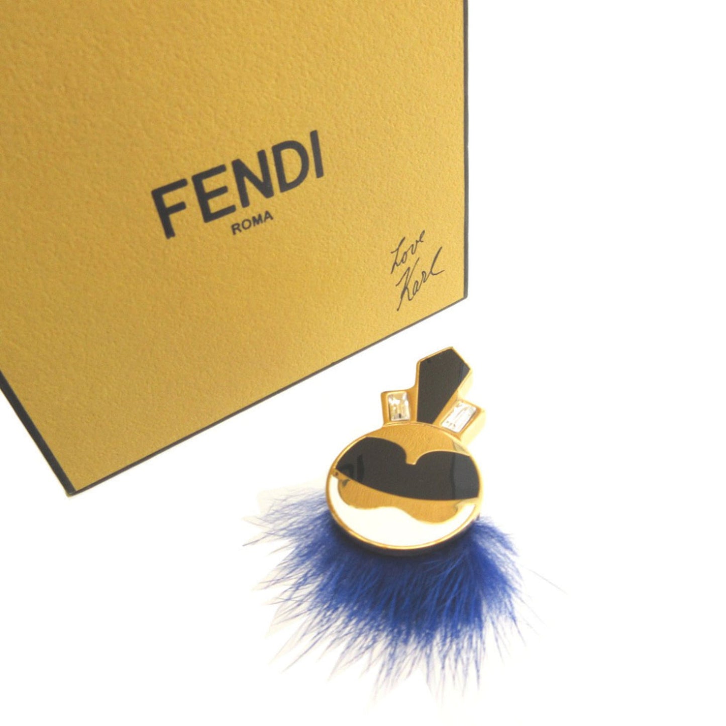 Excellent condition Fendi Karl Lagerfeld metal mink and gold cufflinks 1782 FENDI