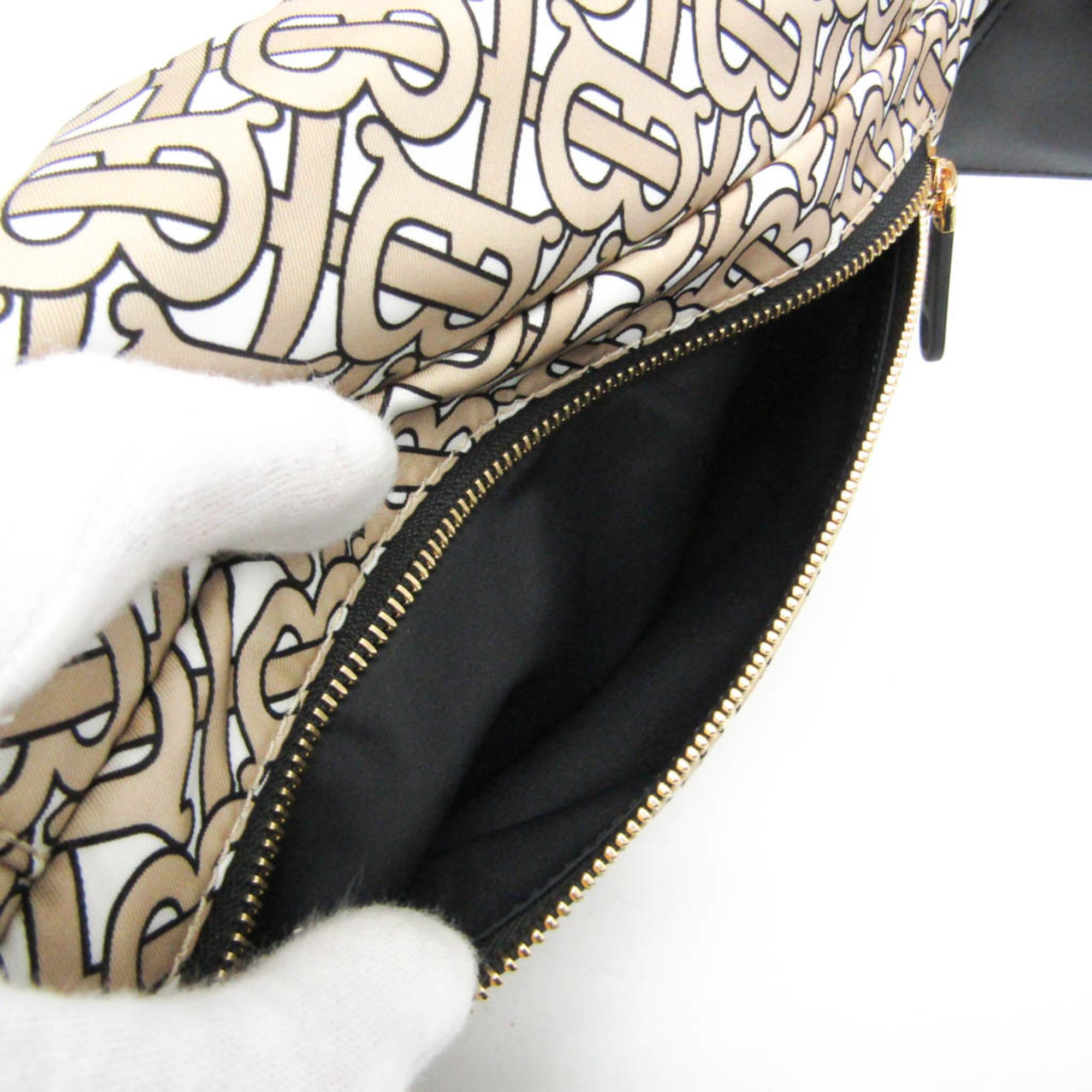 Burberry TB Monogram 8011616 Men,Women Nylon,Leather Fanny Pack,Sling Bag Beige,Black — Like New