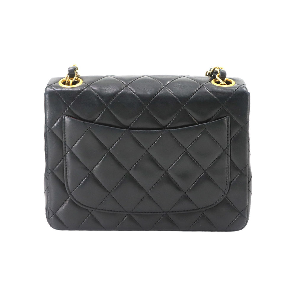 Chanel Mini Matelasse Chain Shoulder Handbag, Lambskin, Black, A01115, Gold Hardware — Like New