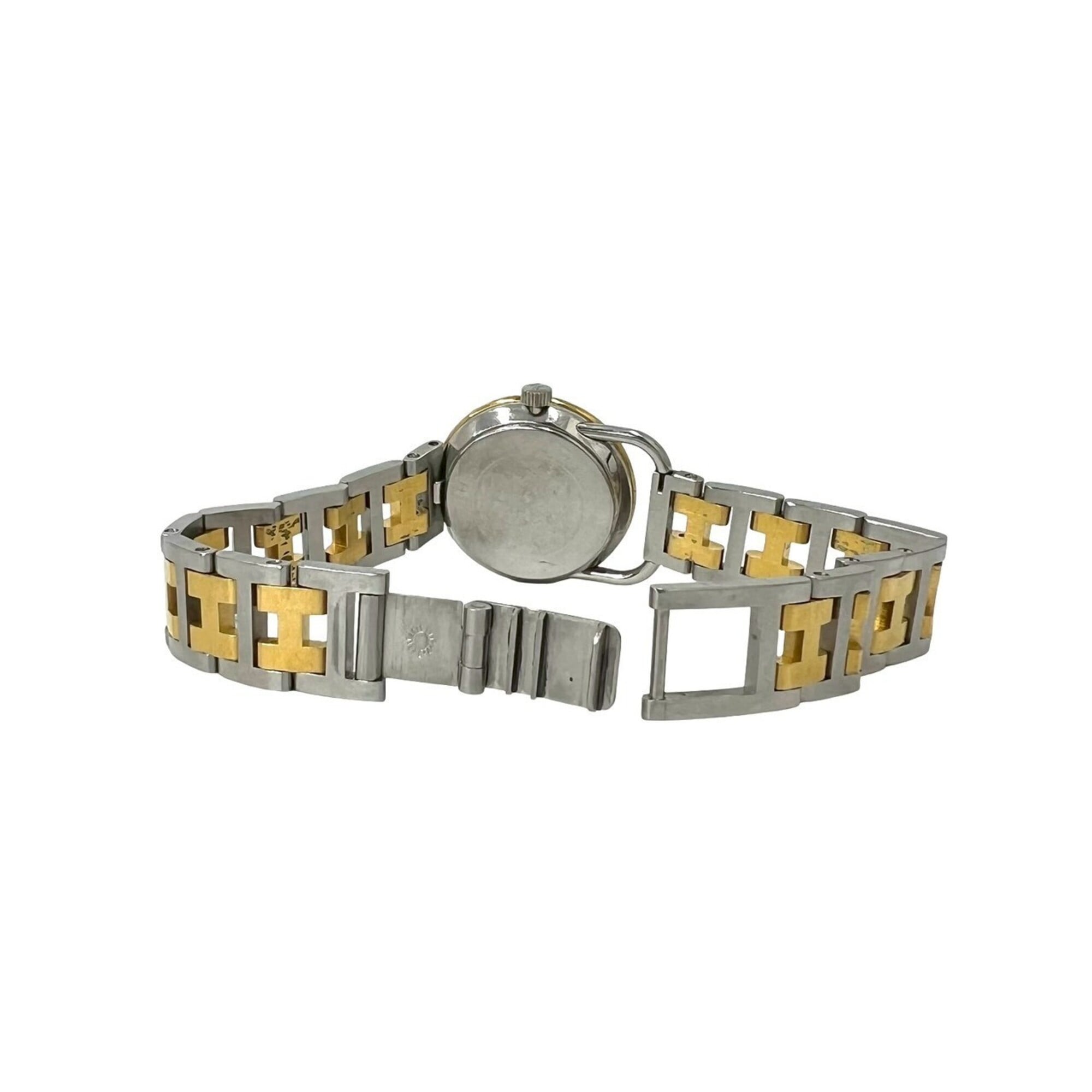 HERMES Arceau H Logo Belt Stainless Steel GP Quartz Wristwatch Silver Gold 34591 — Good