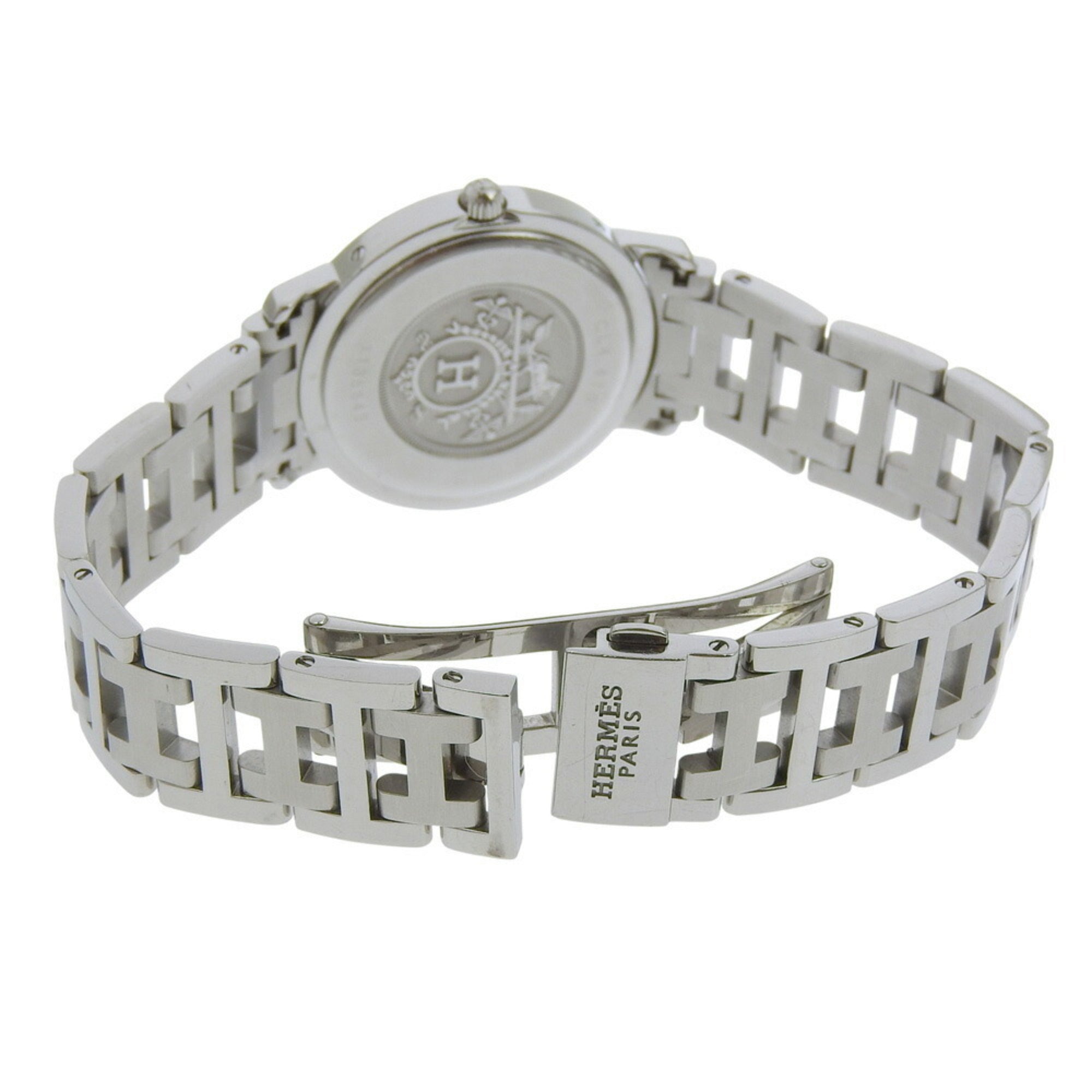 Hermès Clipper Watch CL4.410, Stainless Steel Quartz Analog Display, Pink Dial, Boys — Good