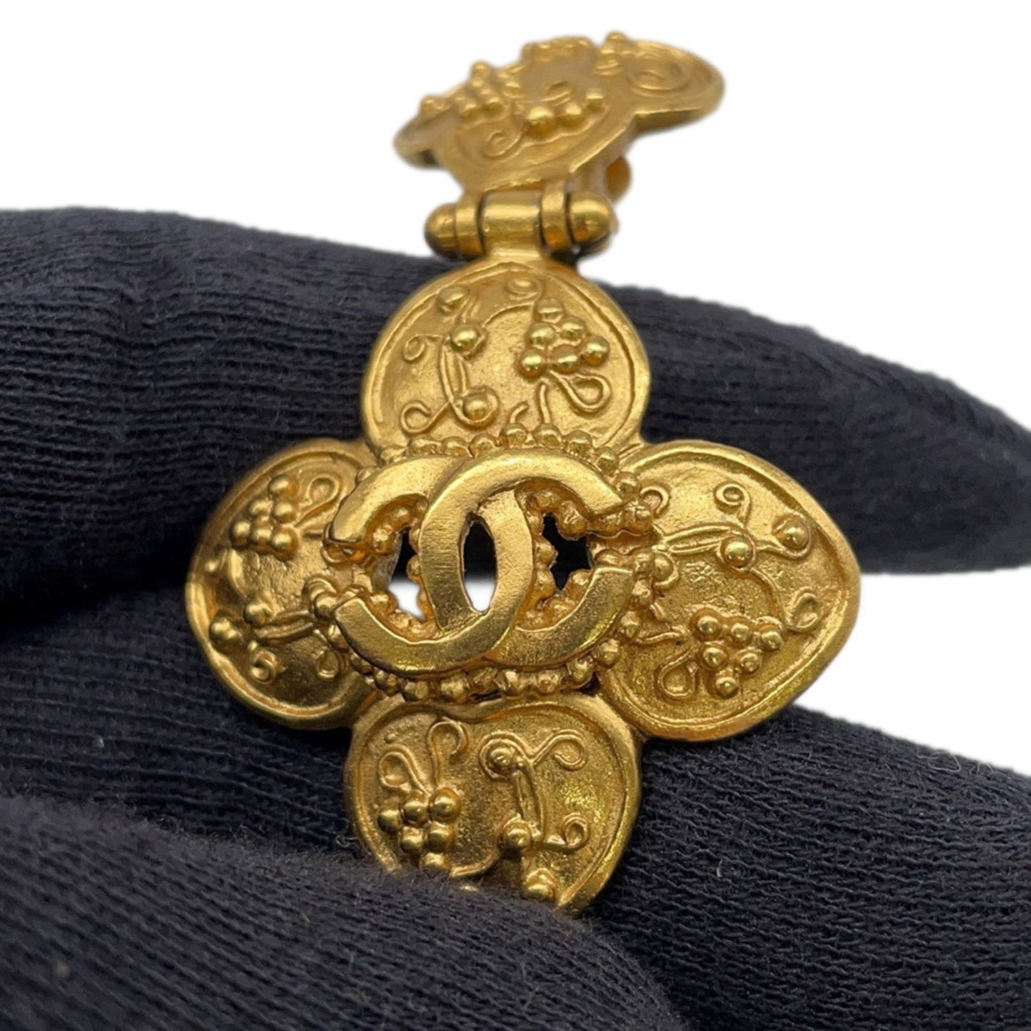 Chanel Coco Mark Flower Metal Earrings 96A CHANEL