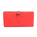 Hermes Bearn Bearn Soufflé Women's Epsom Leather Long Wallet (bi-fold) Salmon Pink