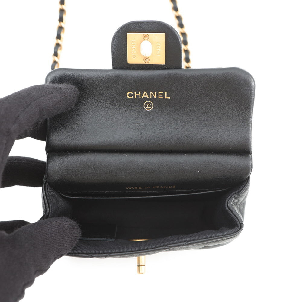 Chanel Chain Shoulder Bag Matelassé Coco Mark Lambskin AP2271 CHANEL Black Handbag Women's — Like New