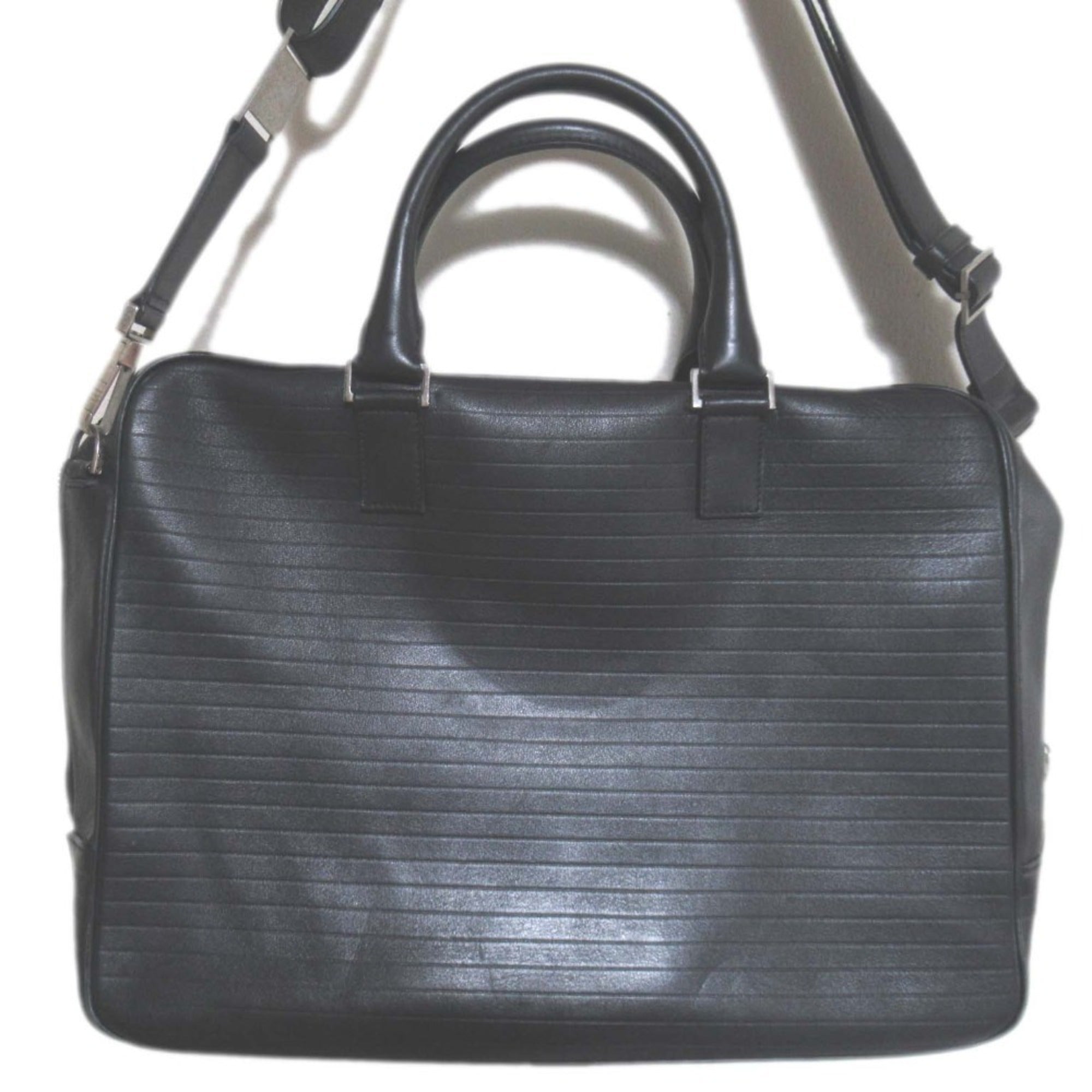 DIOR HOMME Leather Briefcase Business Bag with PC Pocket, Black, Men's — Like New