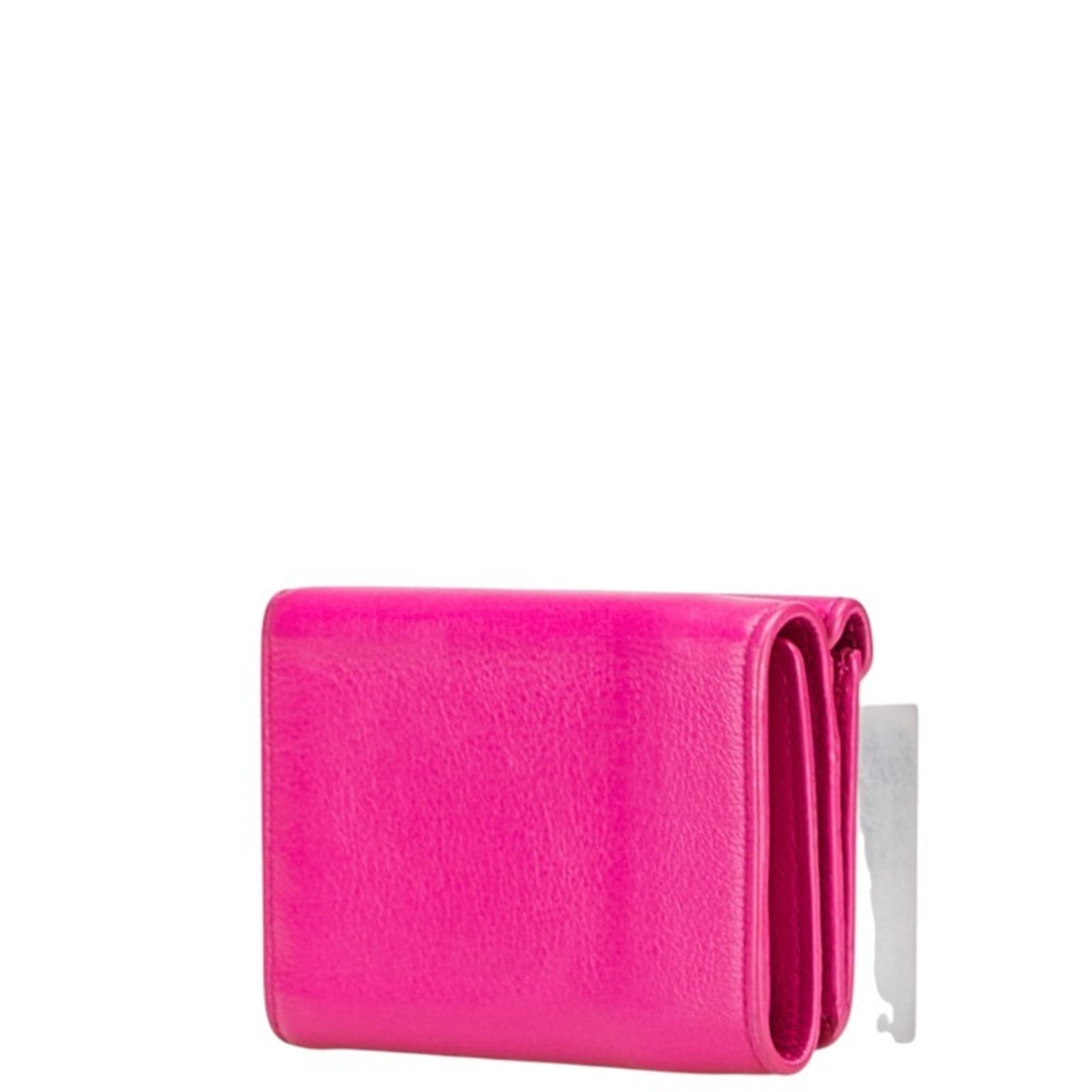 Balenciaga Paper Mini Wallet, Tri-fold Compact 391446, Pink Leather, Women's, BALENCIAGA