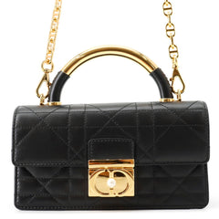 Christian Dior Macro Cannage Ange Mini Calf Leather Handbag M4401UNMZ 2-way Black — Like New