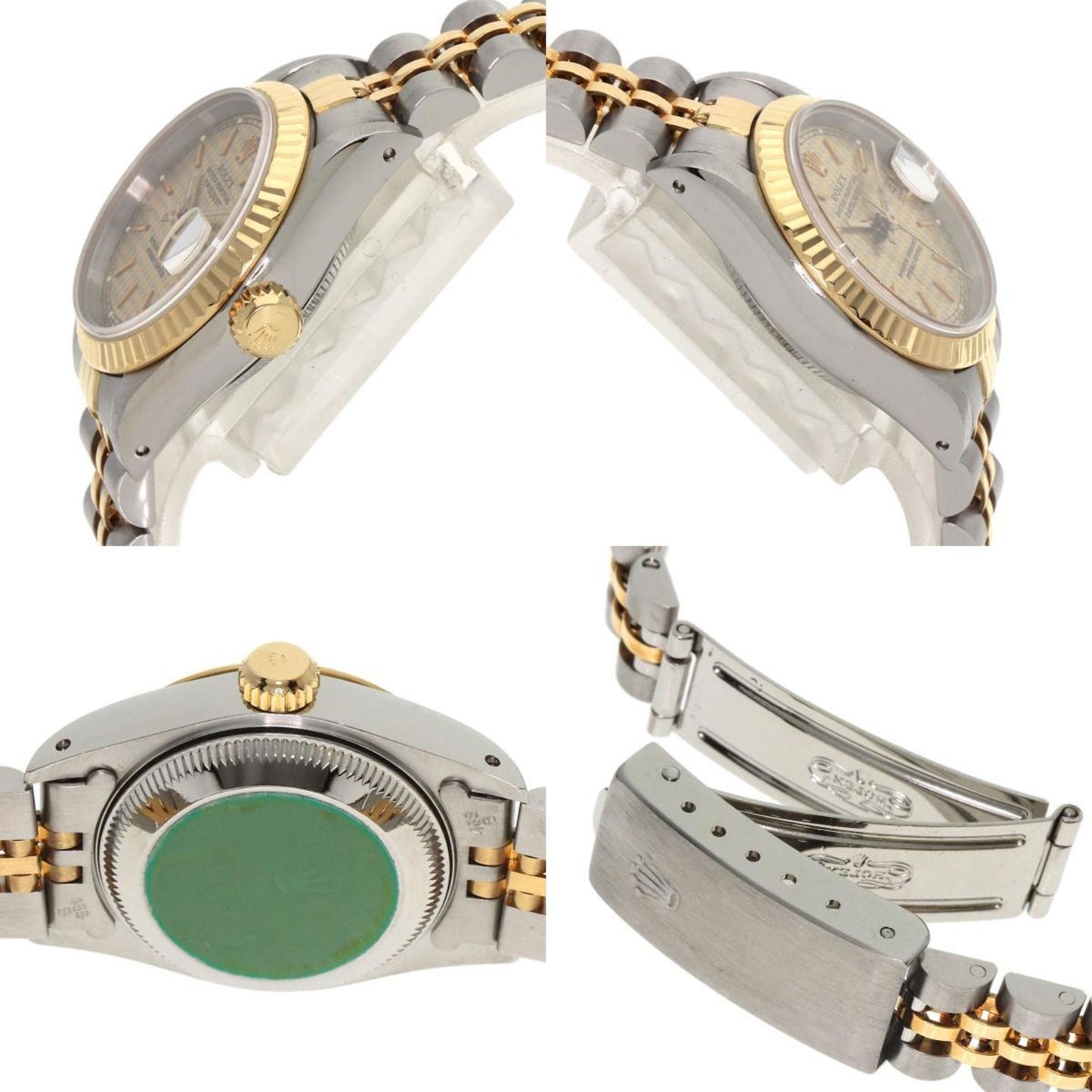 Rolex 69173 Datejust Houndstooth Watch Stainless Steel SSx18KYG Ladies ROLEX