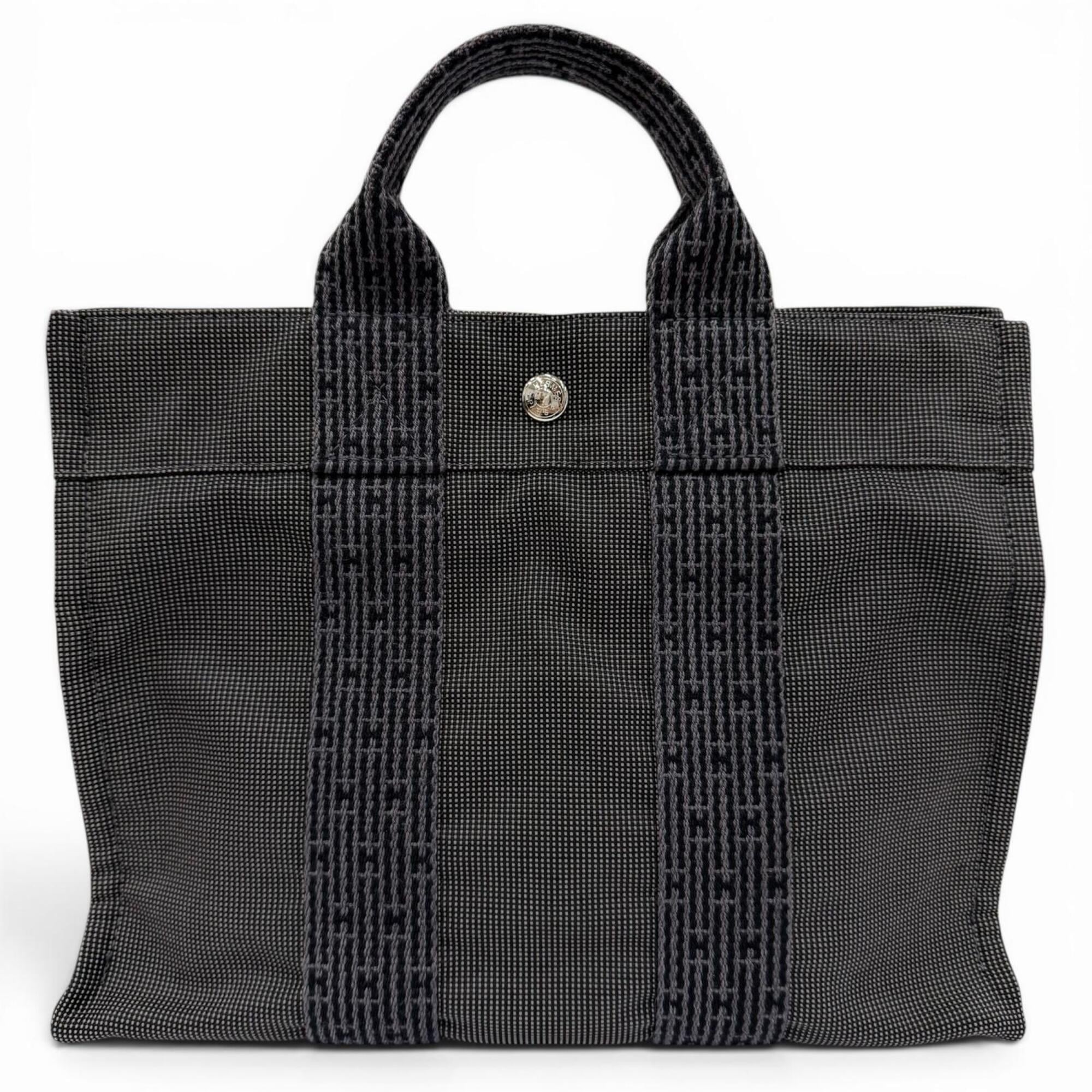 HERMES Hermes Herline PM Silver Hardware Sellier Canvas Tote Bag Handbag Gray Made in France Women's — Like New