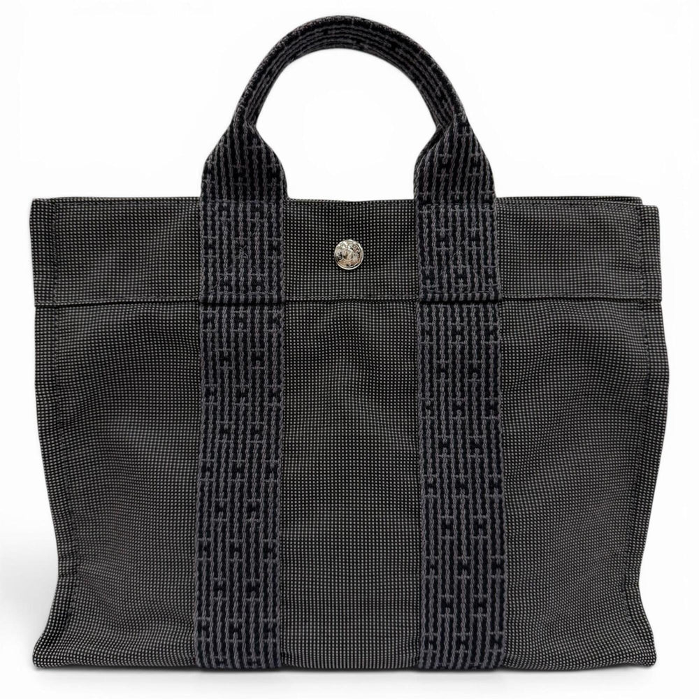 HERMES Hermes Herline PM Silver Hardware Sellier Canvas Tote Bag Handbag Gray Made in France Women's — Like New