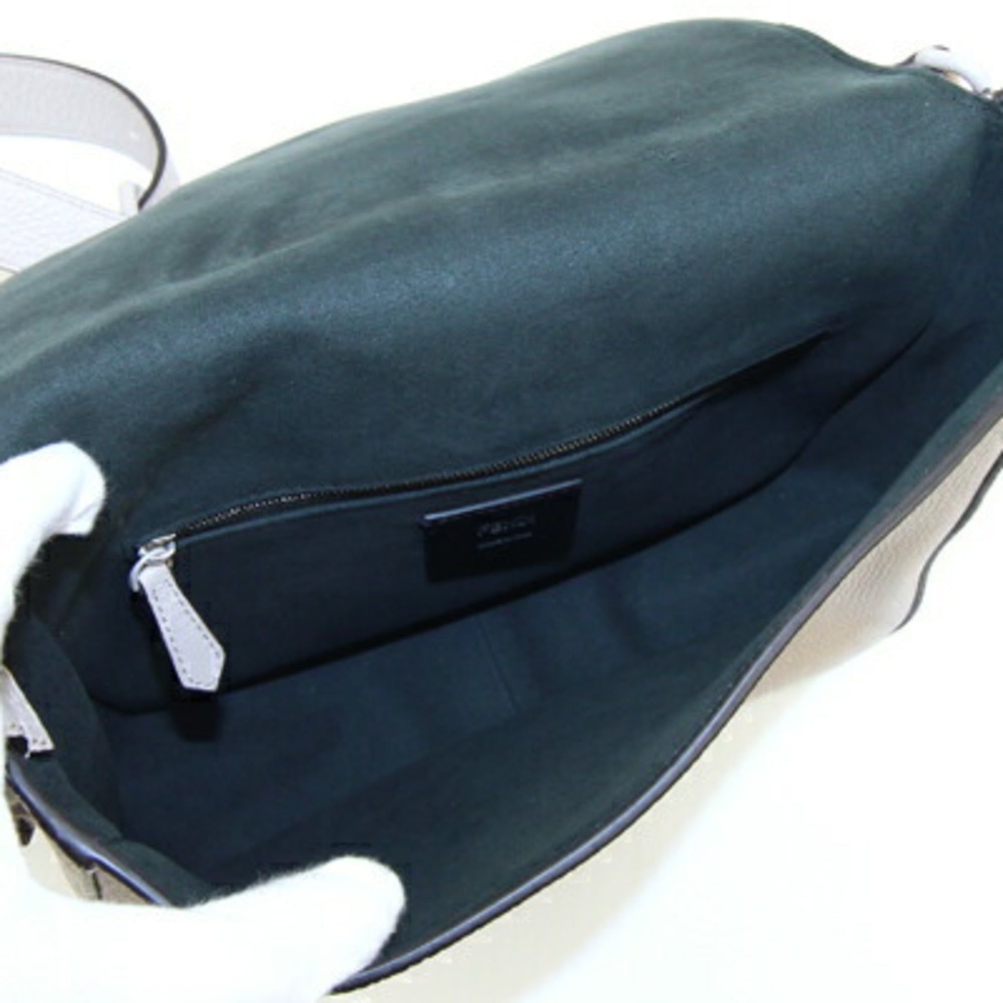 Fendi Shoulder Bag Bucket Medium 7VA537 Greige Leather Women's FF FENDI