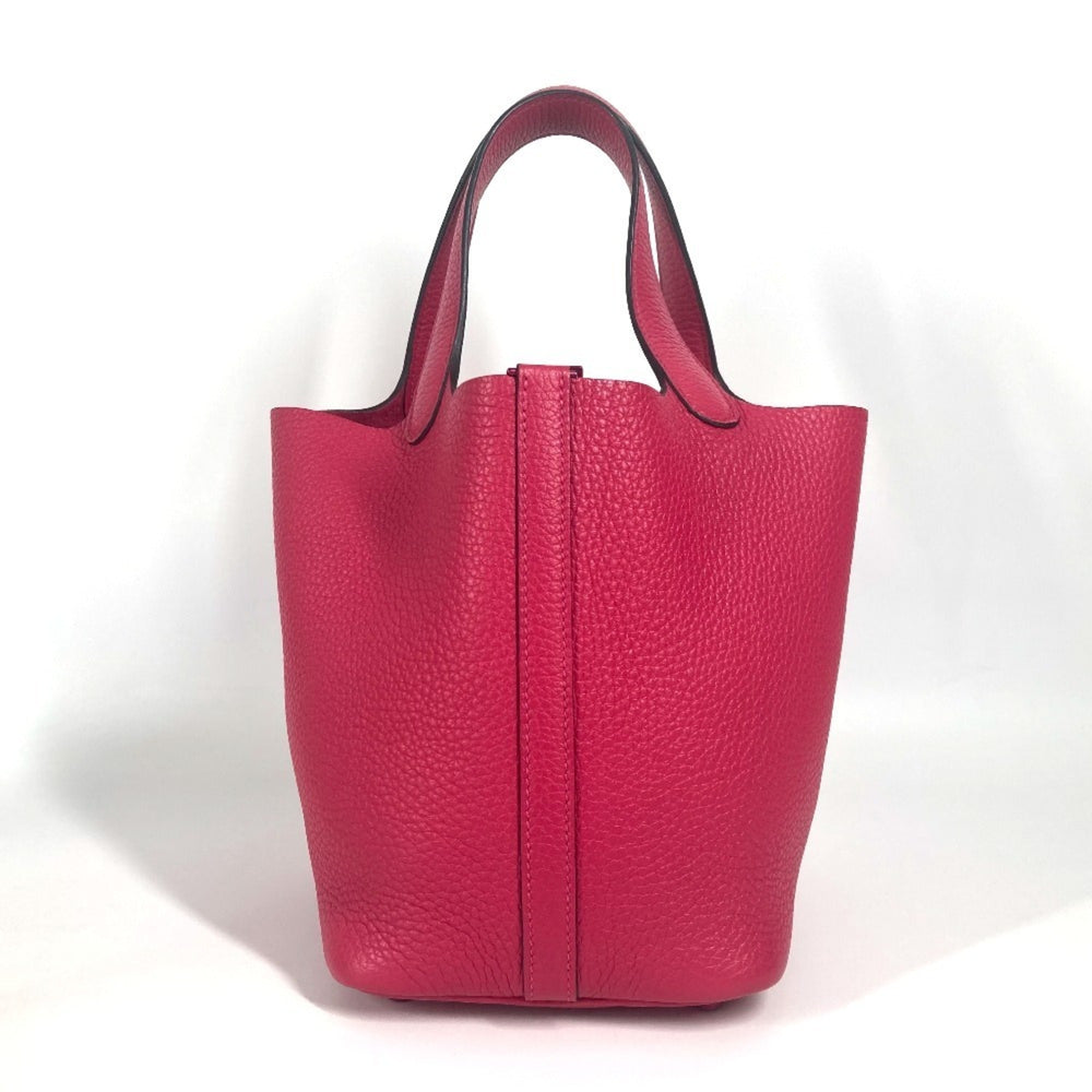 HERMES All Pink Picotin Lock PM 18, Monochrome, PM, Handbag, Taurillon Clemence Leather, Women's, Rose Mexico — Like New