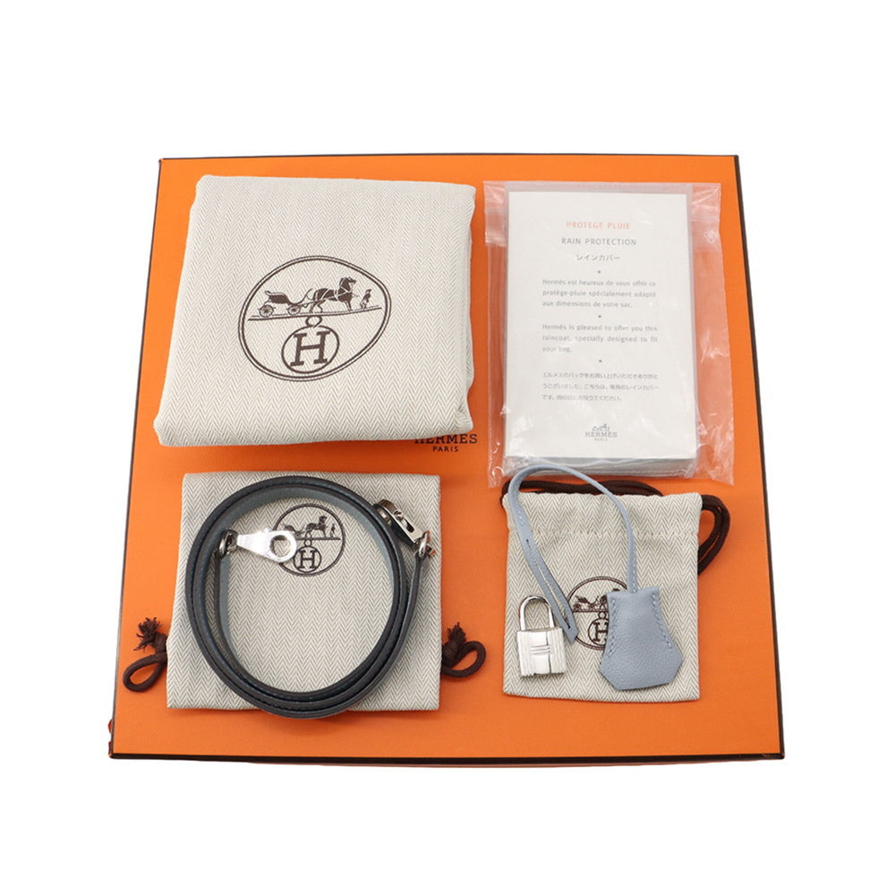 Hermes Bolide 1923 25 Verso Bleu Lin Glacier Evercolor U stamp 2-way shoulder bag handbag HERMES — Like New
