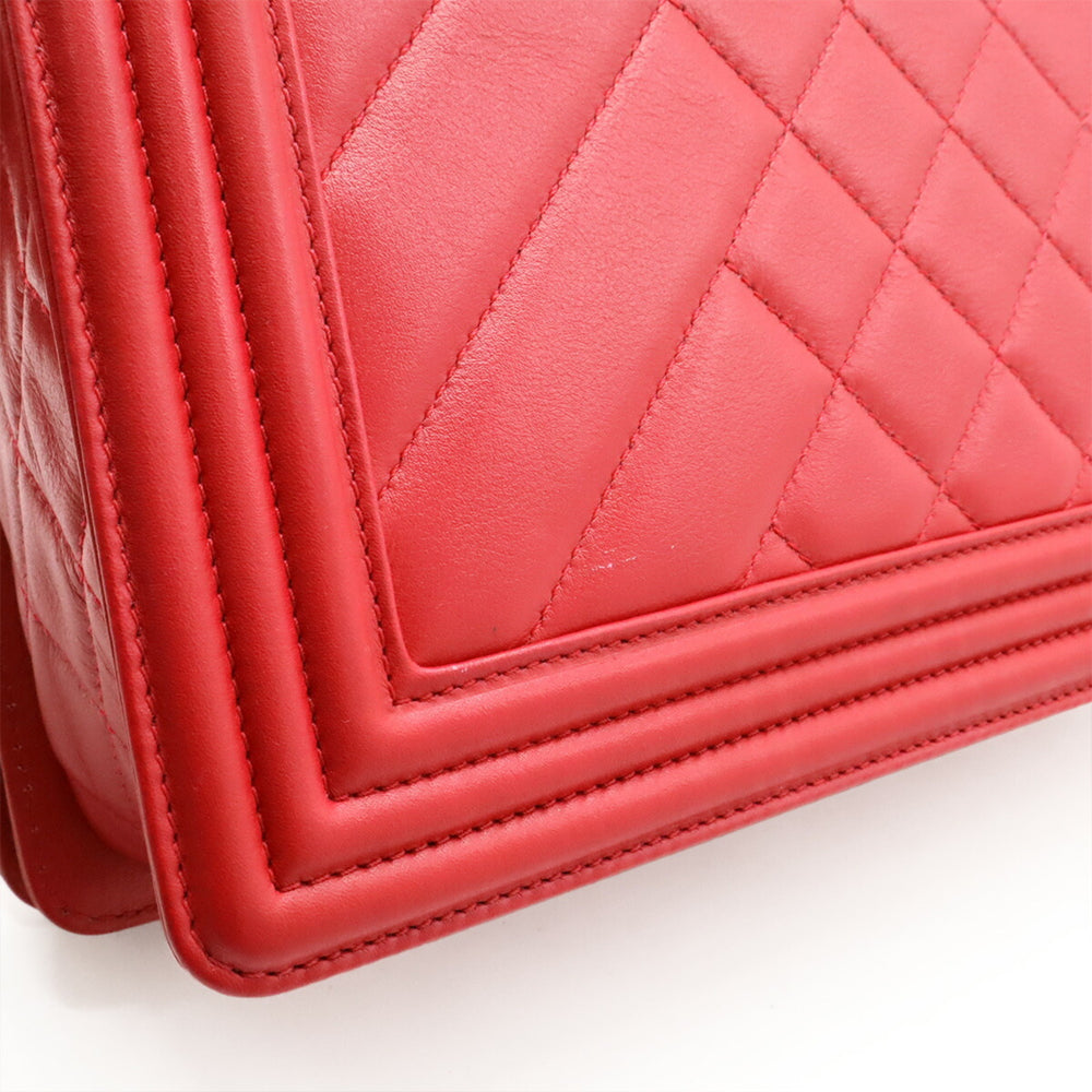 CHANEL Boy Chanel Matelasse Coco Mark Chain Shoulder Bag in Fuchsia Pink Lambskin — Like New