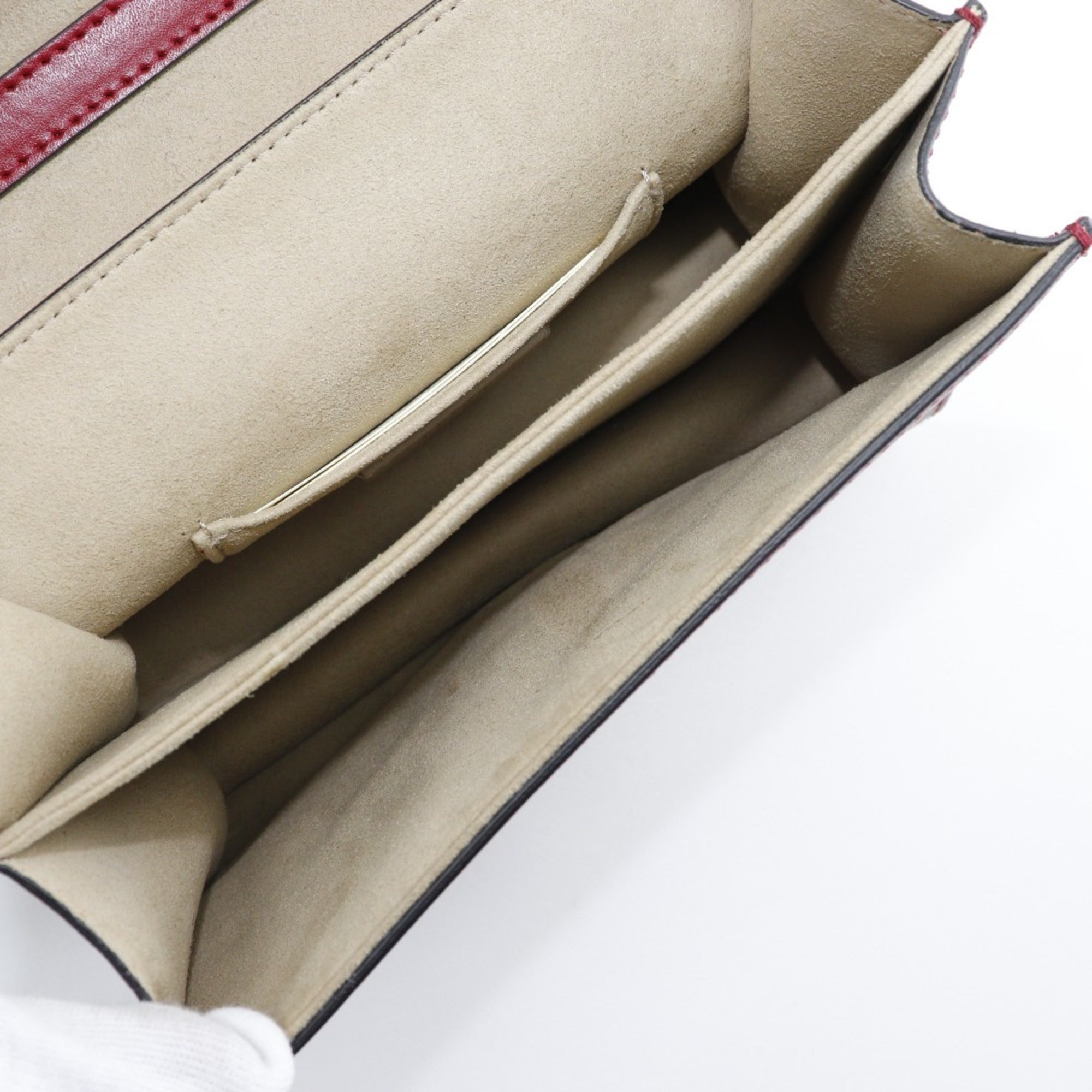 FENDI Canai Shoulder Bag 8M0381 17 Calf Red Flap Mini Women's