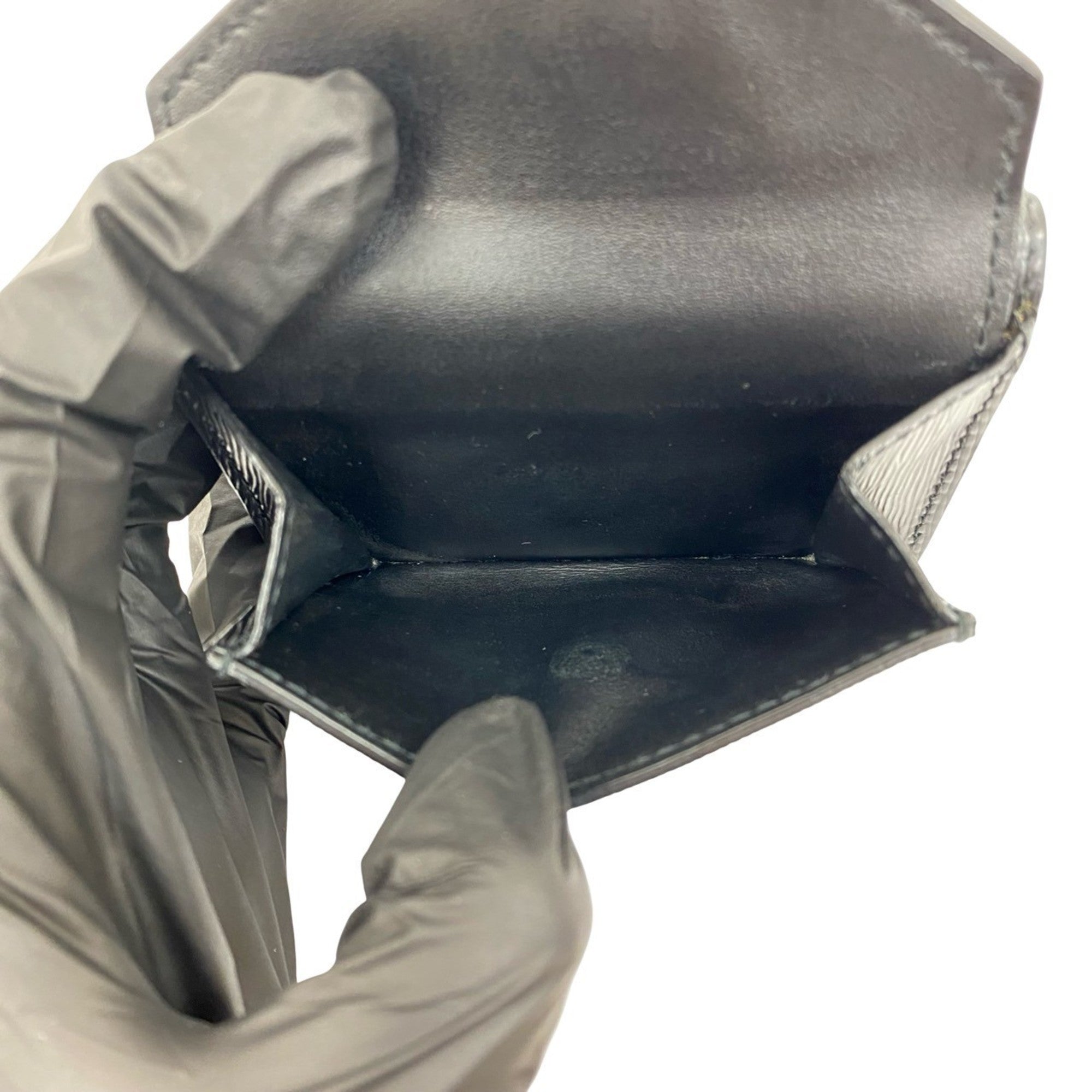 CELINE Vintage Macadam Blason Pattern Leather Bifold Wallet in Black and Brown (35876)