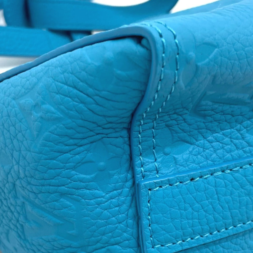 LOUIS VUITTON M55925 Monogram Empreinte Triangle Shoulder Bag Leather Men's Turquoise Blue S-210316-20 — Like New