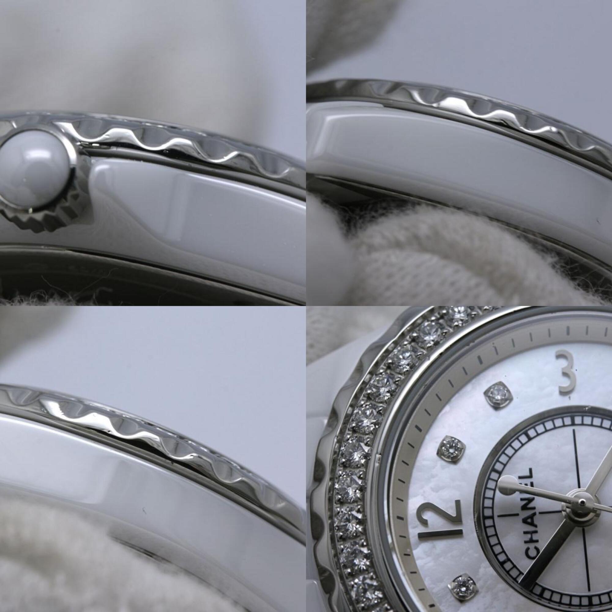CHANEL J12 Diamond Bezel 8P H2572 Women's Watch White Ceramic x Stainless Steel 40445 — Good