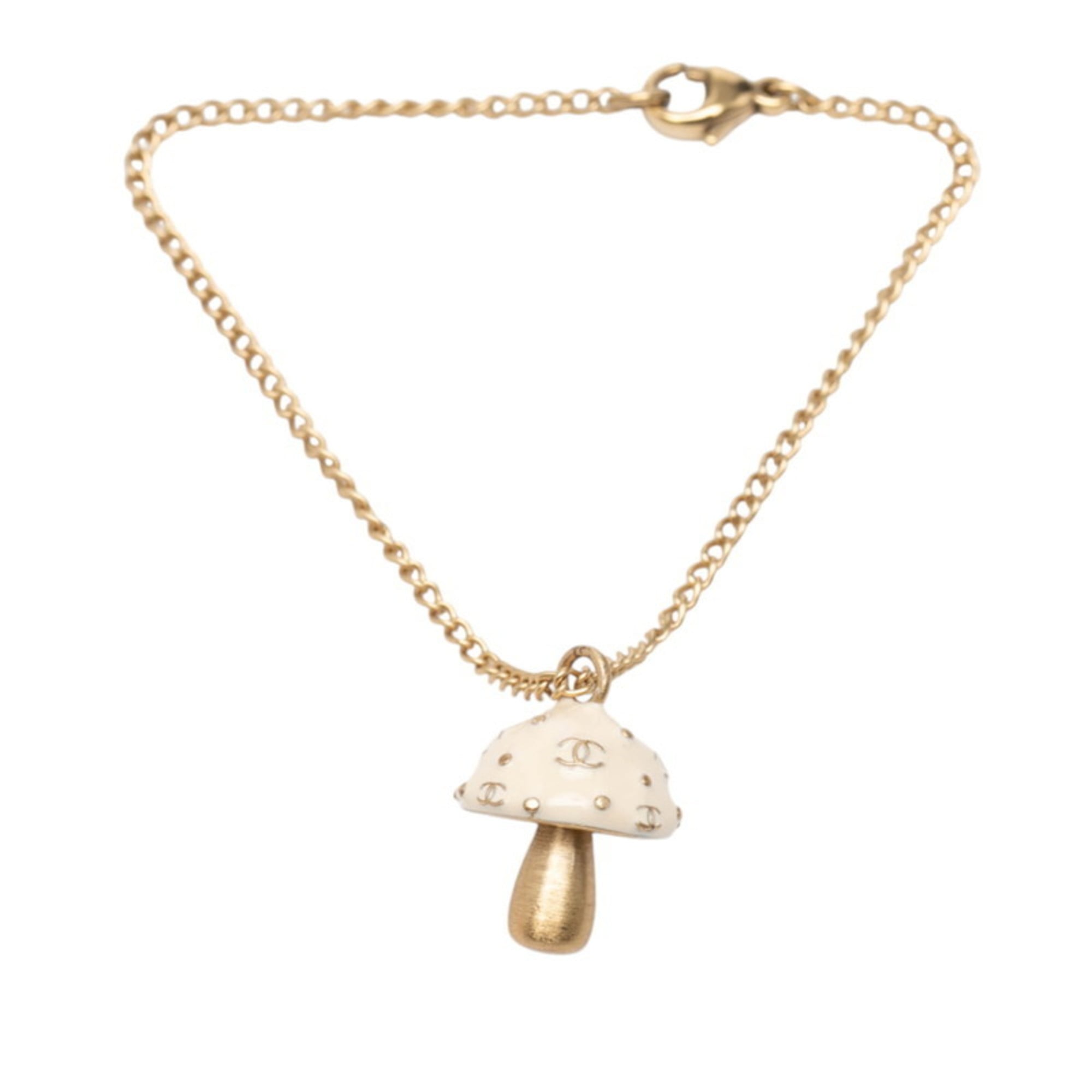 Chanel Coco Mark Mushroom Motif Bracelet, Gold and Ivory Plated, Women's, CHANEL