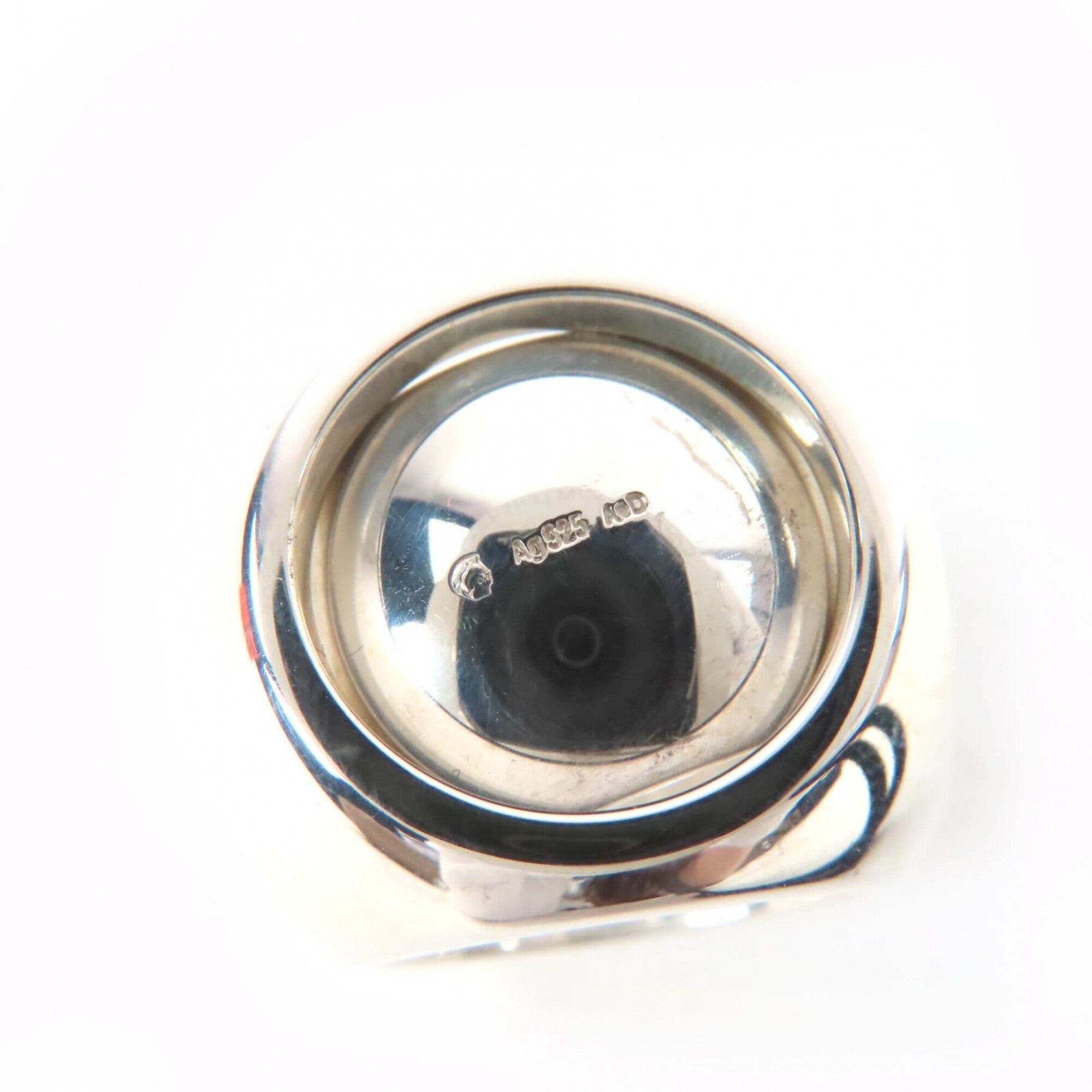 HERMES Vintage Extra Wide Sellier Ring AG925 Cube Silver Sizes 46-47-48 Weight 34.3g Women's — Like New