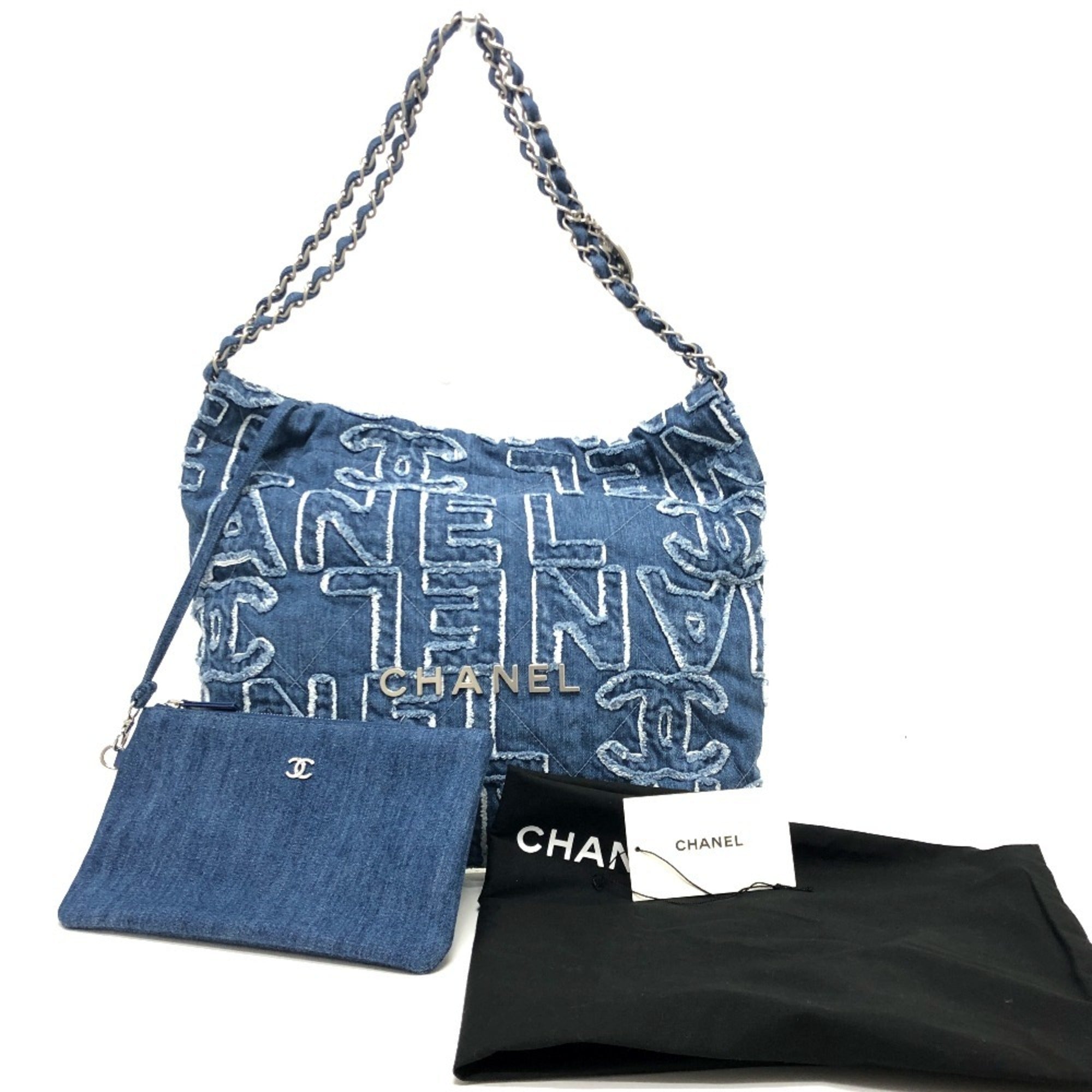 CHANEL AS3260 24A CHANEL22 Patchwork Shoulder Bag Denim Women's Blue — New - Store Return