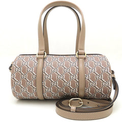 GUCCI 796230 Shoulder Bag GG Shadow 2Way Canvas x Leather Toile Taupe 352524 — Like New