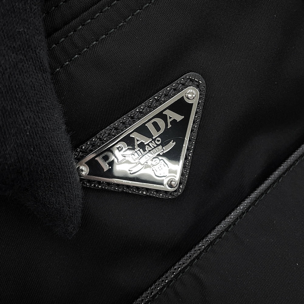 Prada Triangle Tote Bag, Nylon Handbag, 1BG052, Black, PRADA — Like New