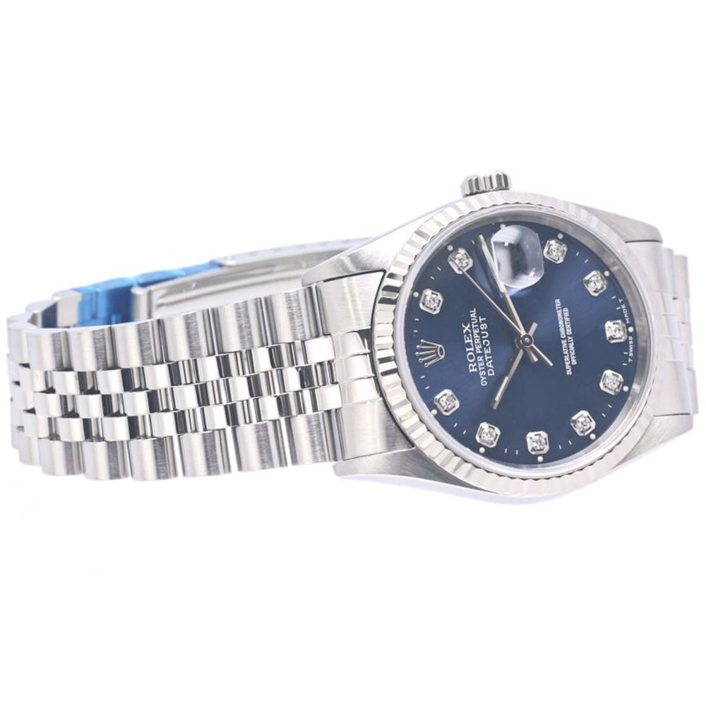 ROLEX Datejust 10P Diamond 16234G Men's Watch 18K White Gold x Stainless Steel 40300 — Good