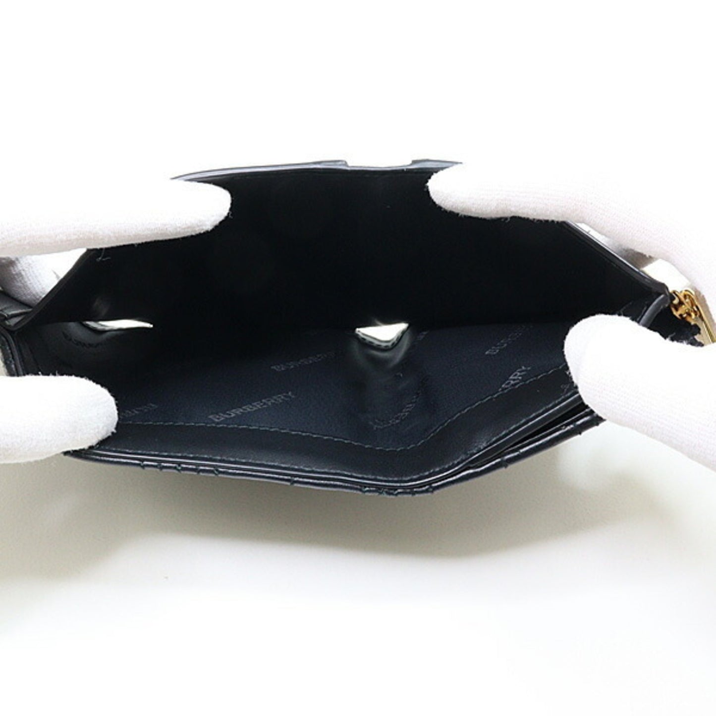 Burberry Tri-fold Wallet 8049280 Compact Black Leather